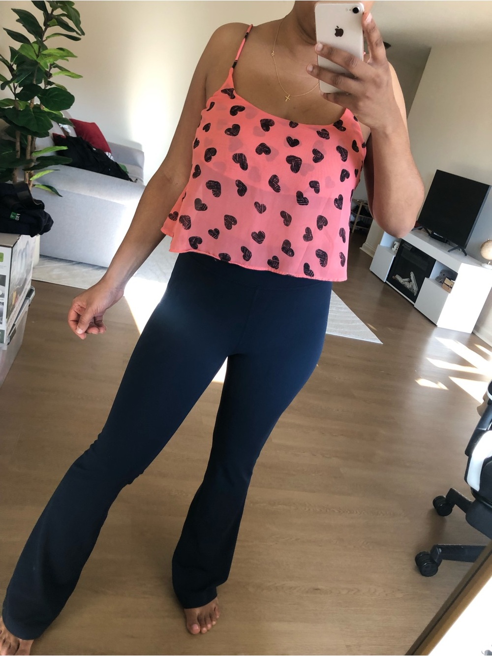 Mesh heart crop top small